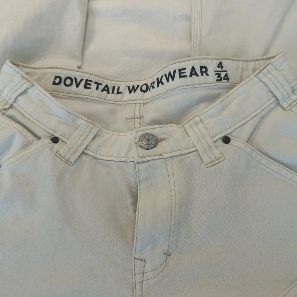 DOVETAIL women’s Anna Task Pant 4, 34” inseam white work pants - Picture 5 of 9